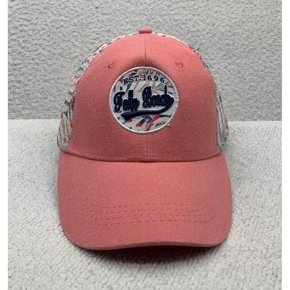 Lucky 7 USA Folly Beach Trucker Hat Womens Snapback Floral South Carolina Preppy